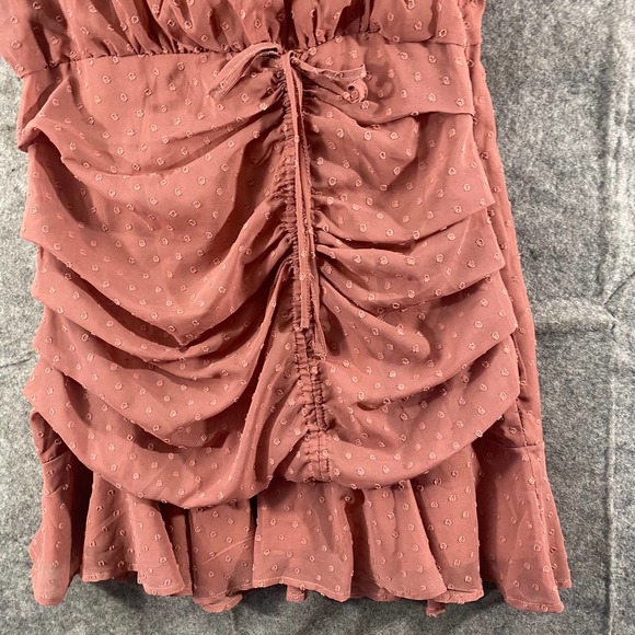 Lulus Mini Dress Large Marsala Pink Halter Ruched Sleeveless Place and Time - Picture 7 of 14